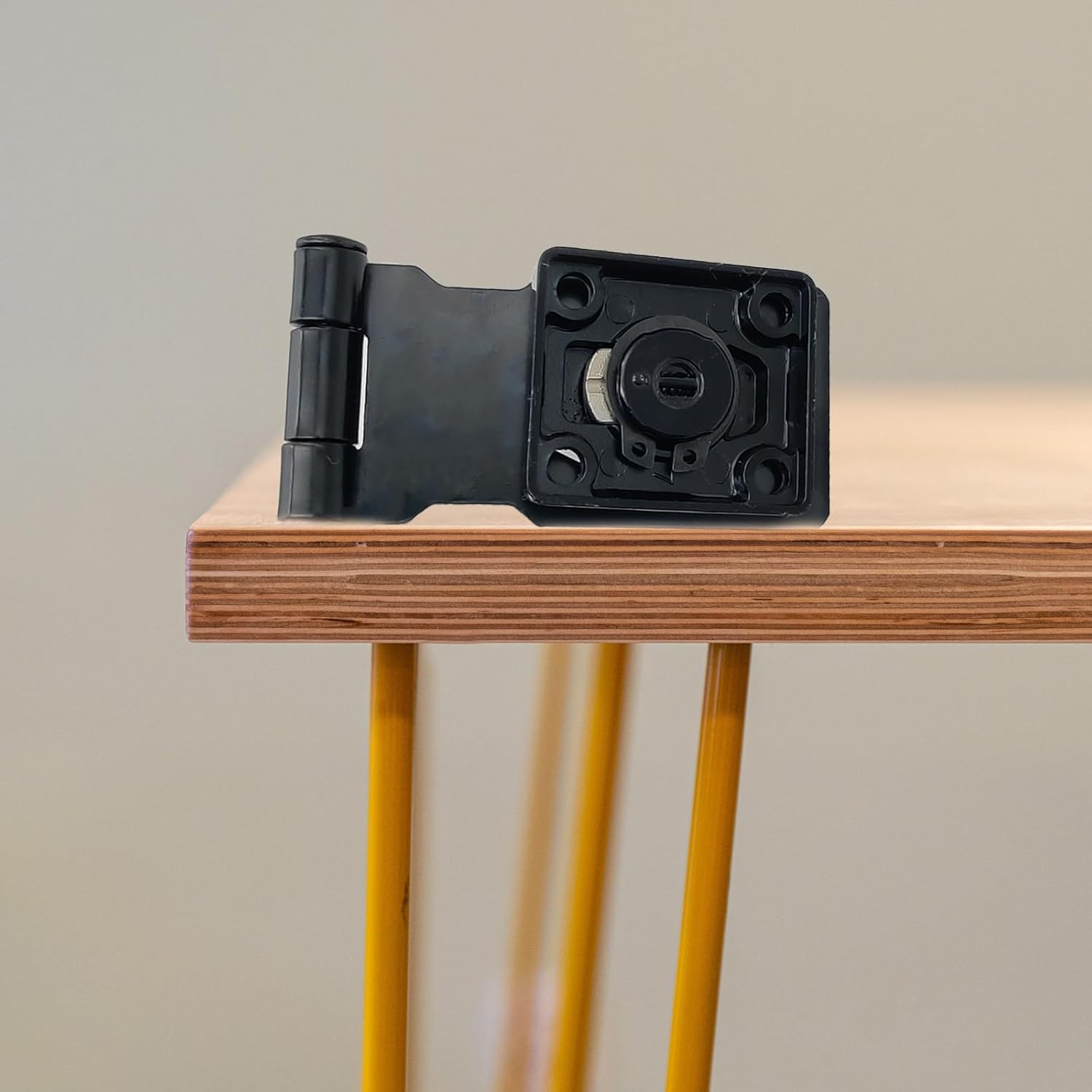 Keyed Hasp Cabinet Door Latch Lock - 4 Pack 2.5 Inch Twist Knob Key Locking Hasp, ADWUALI Metal Closet Door Locks with Keys and Screws, Black Desk Locks for Drawers