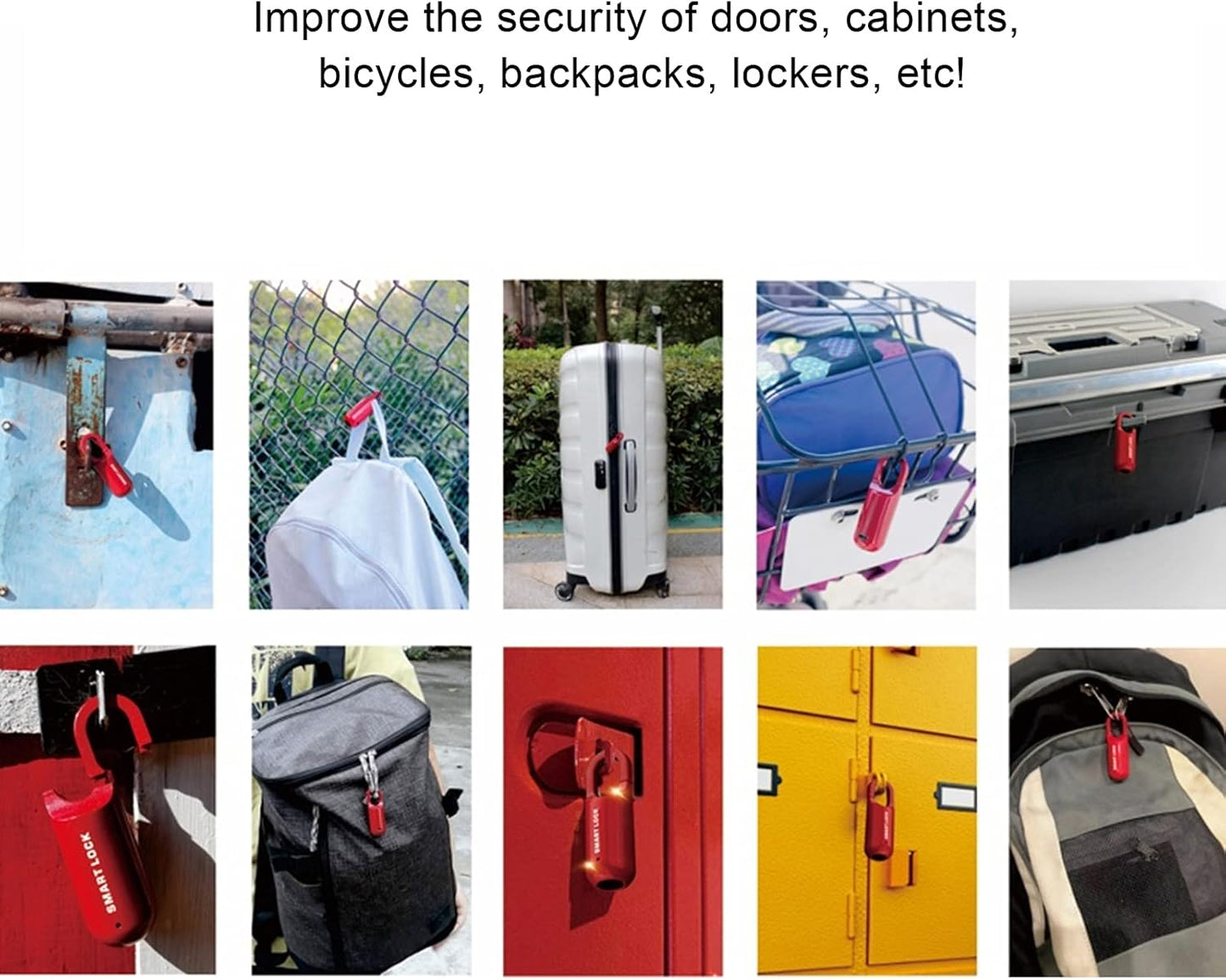 Keyless Biometric Fingerprint Padlock with LED Indicator - Secure for Doors, Cabinets, Backpacks, Lockers - USB Rechargeable - Emergency Unlock Feature - Stores up to 10 Fingerprints