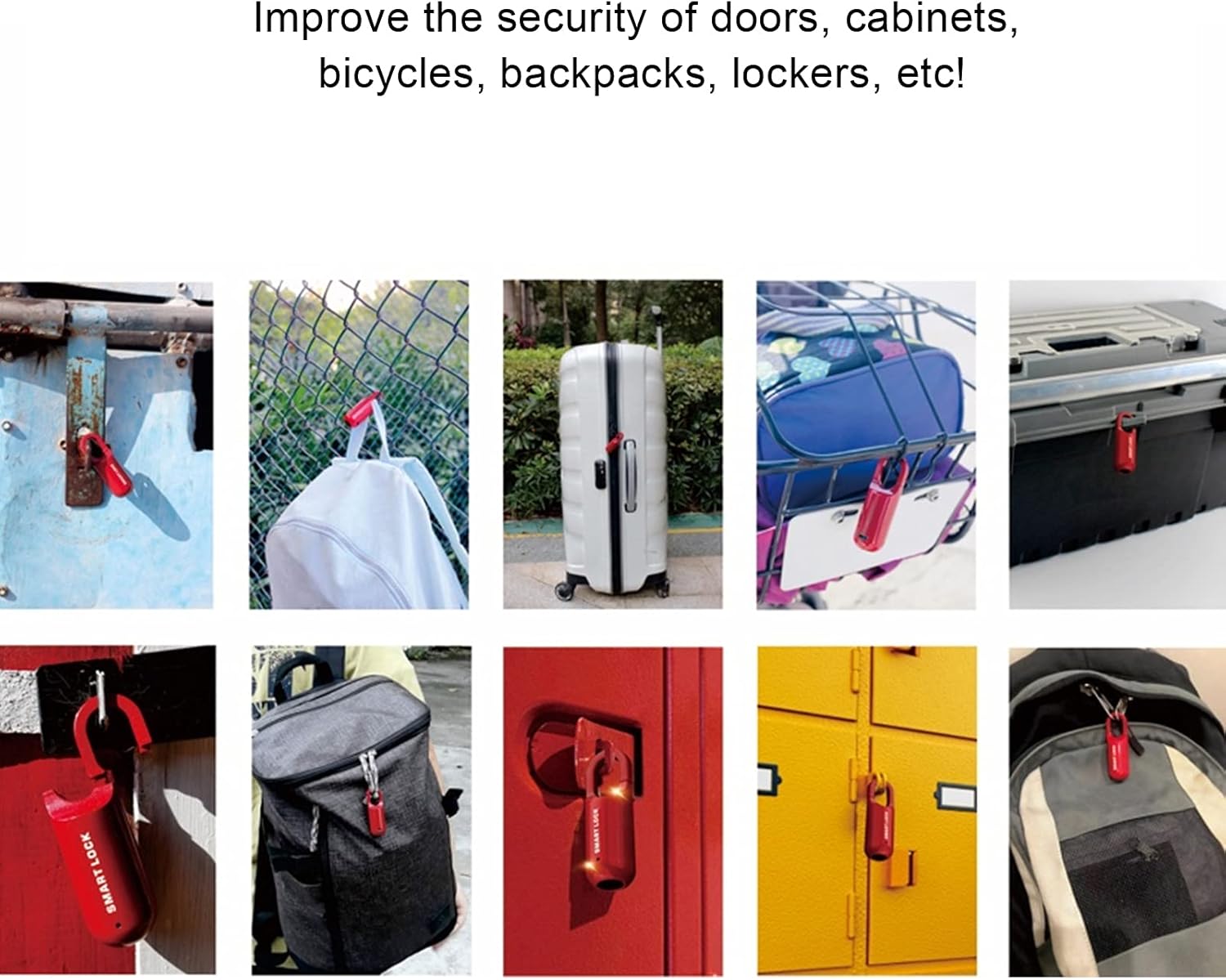 Keyless Biometric Fingerprint Padlock with LED Indicator - Secure for Doors, Cabinets, Backpacks, Lockers - USB Rechargeable - Emergency Unlock Feature - Stores up to 10 Fingerprints