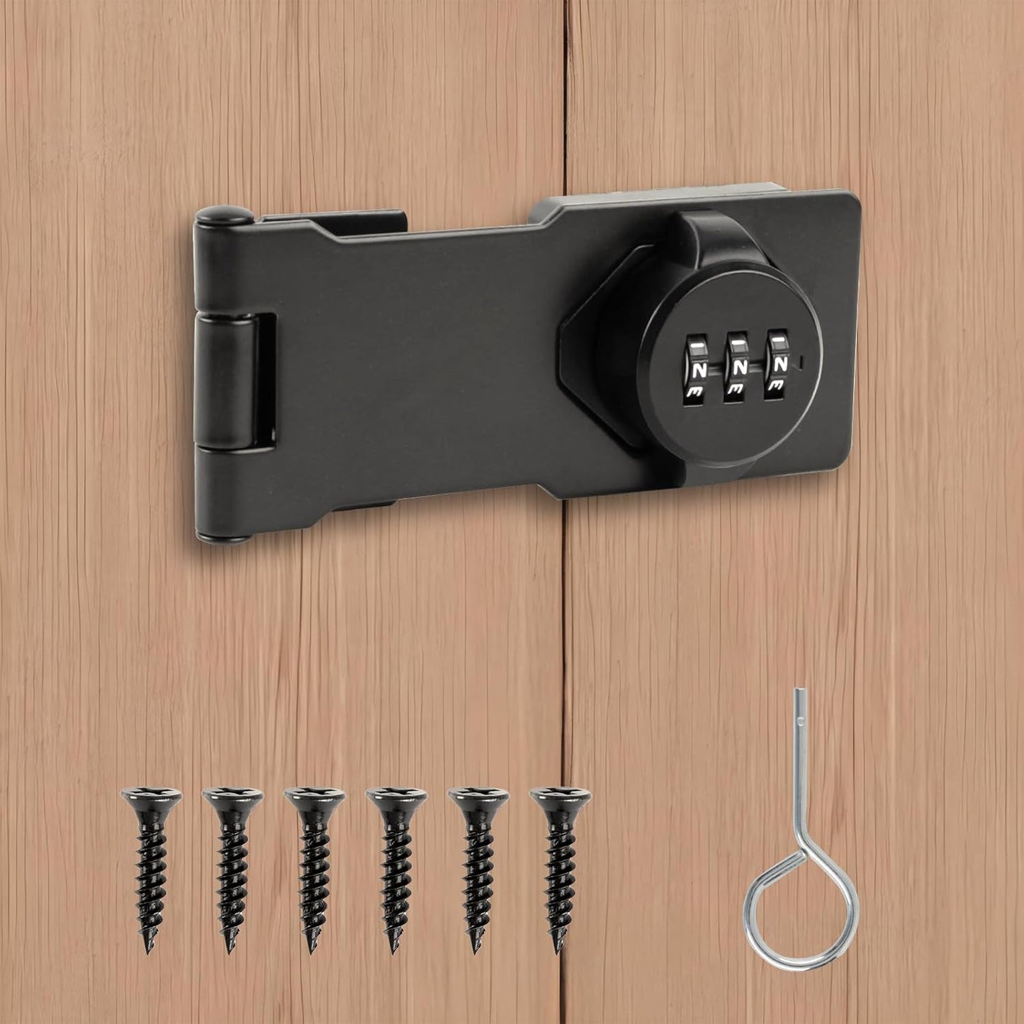 Keyless Combination Cabinet Lock for Household Doors - 90/180 Degrees Latches, Password Lock for Cabinets, Sliding Barn Doors, Pet Doors - 4.5inch Black Lock