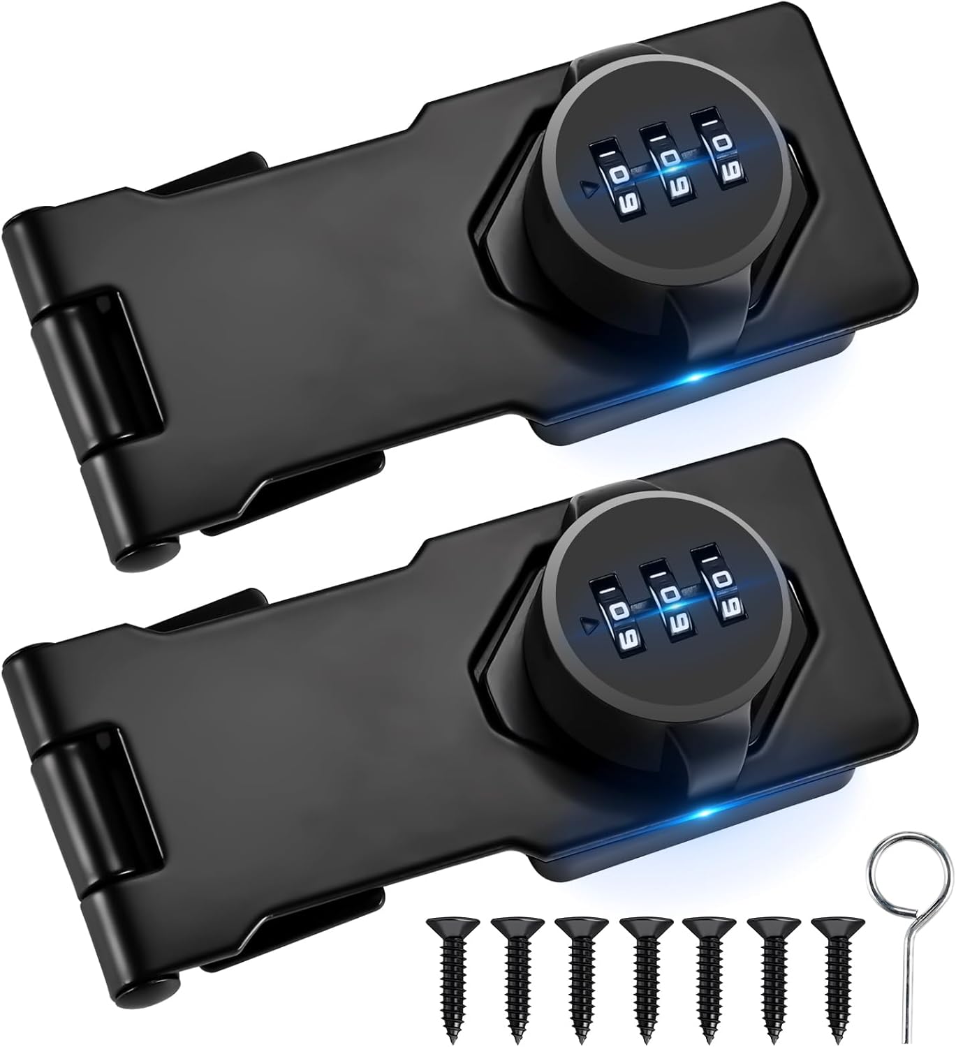 Keyless Combination Cabinet Locks Baby Proofing Set - 3-Digit Password Code Door Latches for Cabinet, Barn Door, Bathroom - Includes Screws