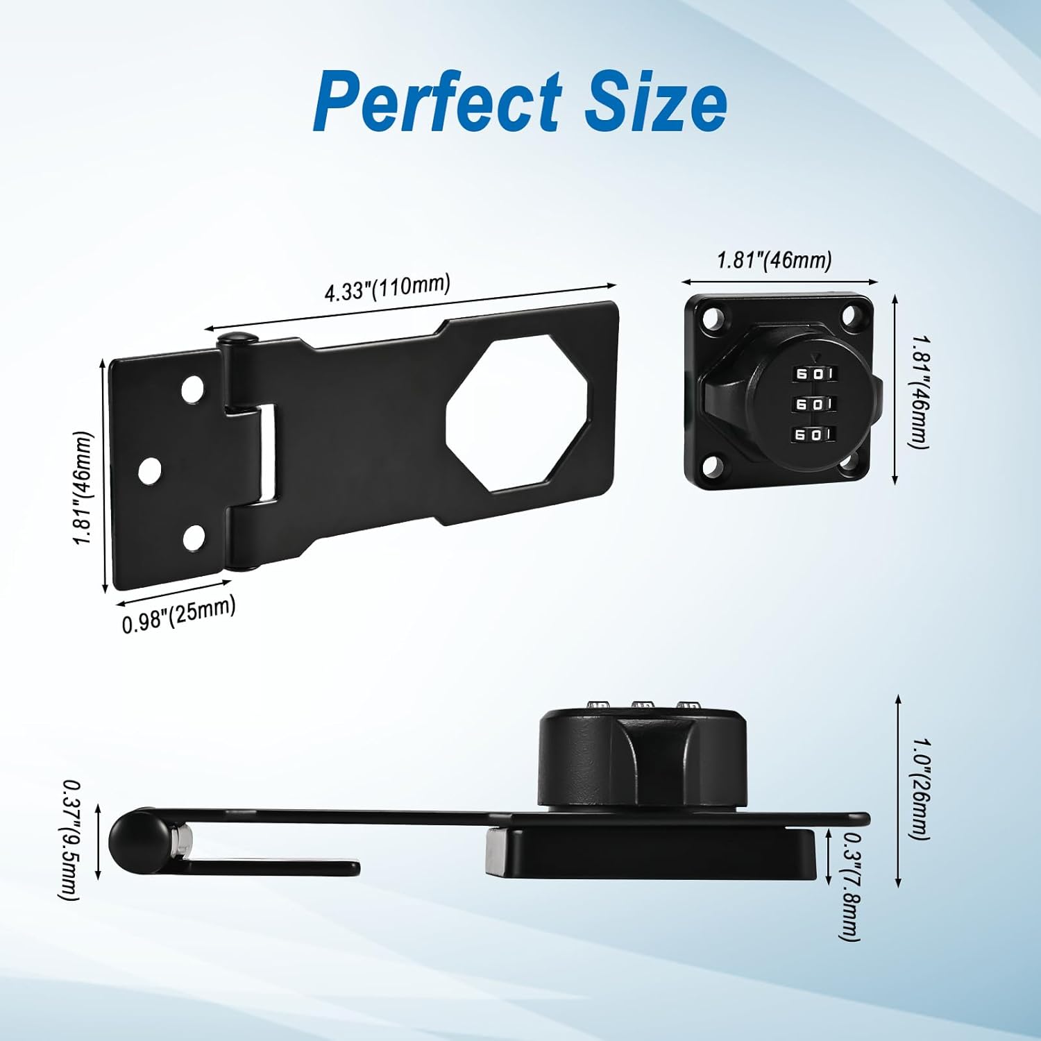 Keyless Combination Cabinet Locks Baby Proofing Set - 3-Digit Password Code Door Latches for Cabinet, Barn Door, Bathroom - Includes Screws