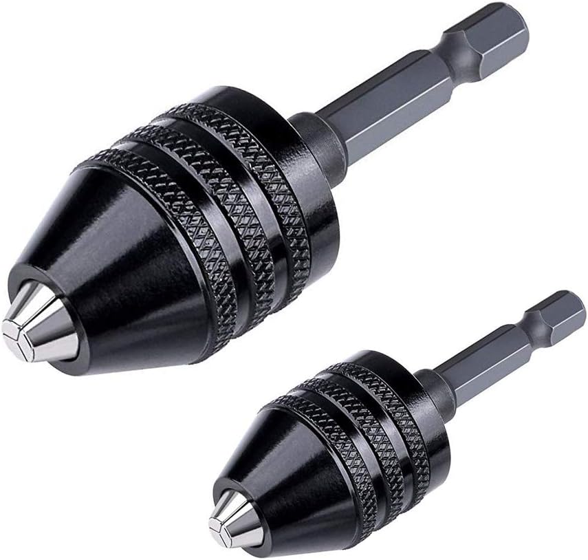 Keyless Drill Chuck Converter Adapter for 1/4 Inch Hex Shank Drills - Quick Change, 0.3-6.5mm Capacity