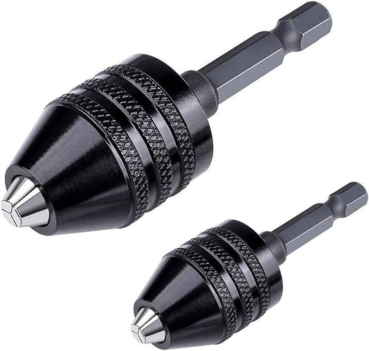 Keyless Drill Chuck Converter Adapter for 1/4 Inch Hex Shank Drills - Quick Change, 0.3-6.5mm Capacity
