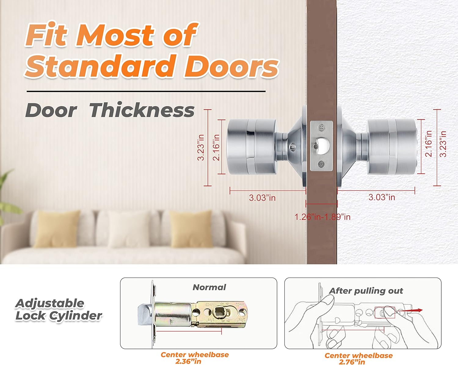 Keyless Electronic Entry Door Knob with Keypad - Smart Interior Handle Lock for Home, Hotel, and Office - Automatic Locking, Battery Backup, Backlight - Easy Installation