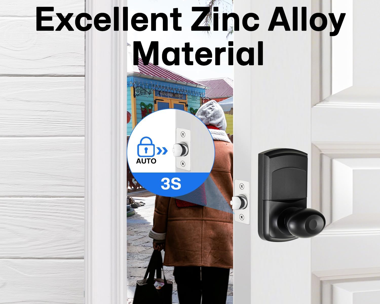 Keyless Entry Black Touch Pad Door Lock with Handle for Exterior Doors- Bedroom, Hotel, Closet, Home, House- Touchscreen Keypad- Easy Installation