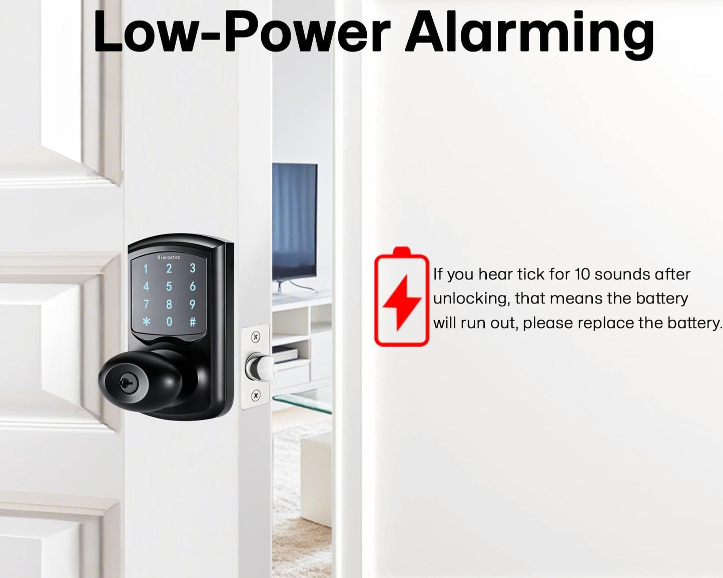 Keyless Entry Black Touch Pad Door Lock with Handle for Exterior Doors- Bedroom, Hotel, Closet, Home, House- Touchscreen Keypad- Easy Installation