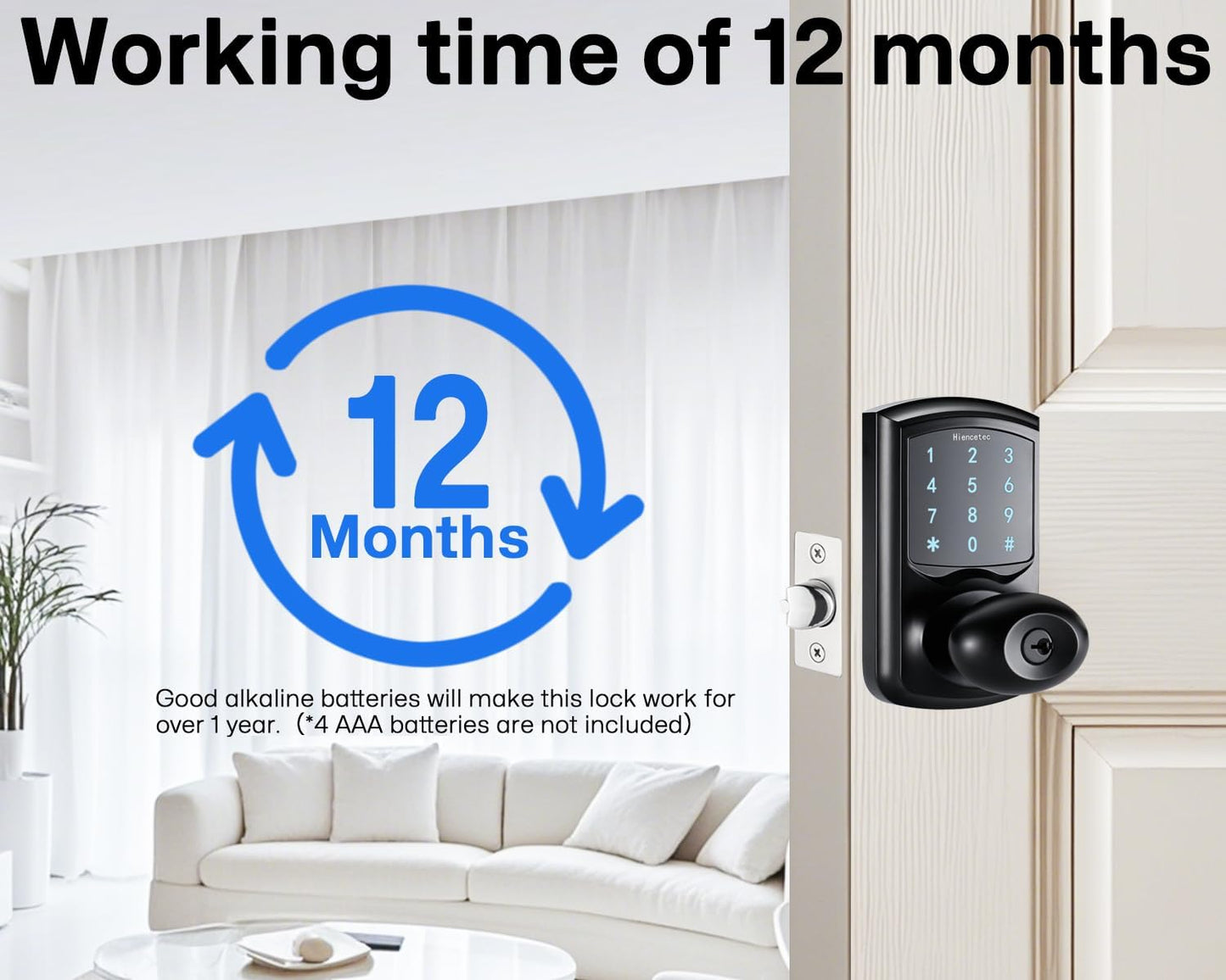 Keyless Entry Black Touch Pad Door Lock with Handle for Exterior Doors- Bedroom, Hotel, Closet, Home, House- Touchscreen Keypad- Easy Installation