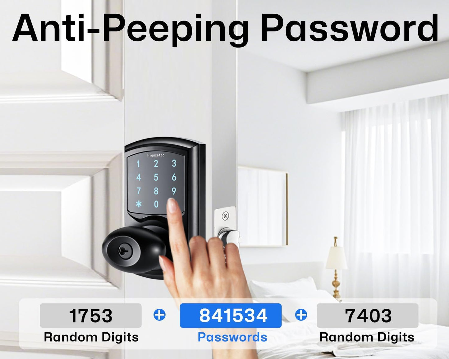 Keyless Entry Black Touch Pad Door Lock with Handle for Exterior Doors- Bedroom, Hotel, Closet, Home, House- Touchscreen Keypad- Easy Installation