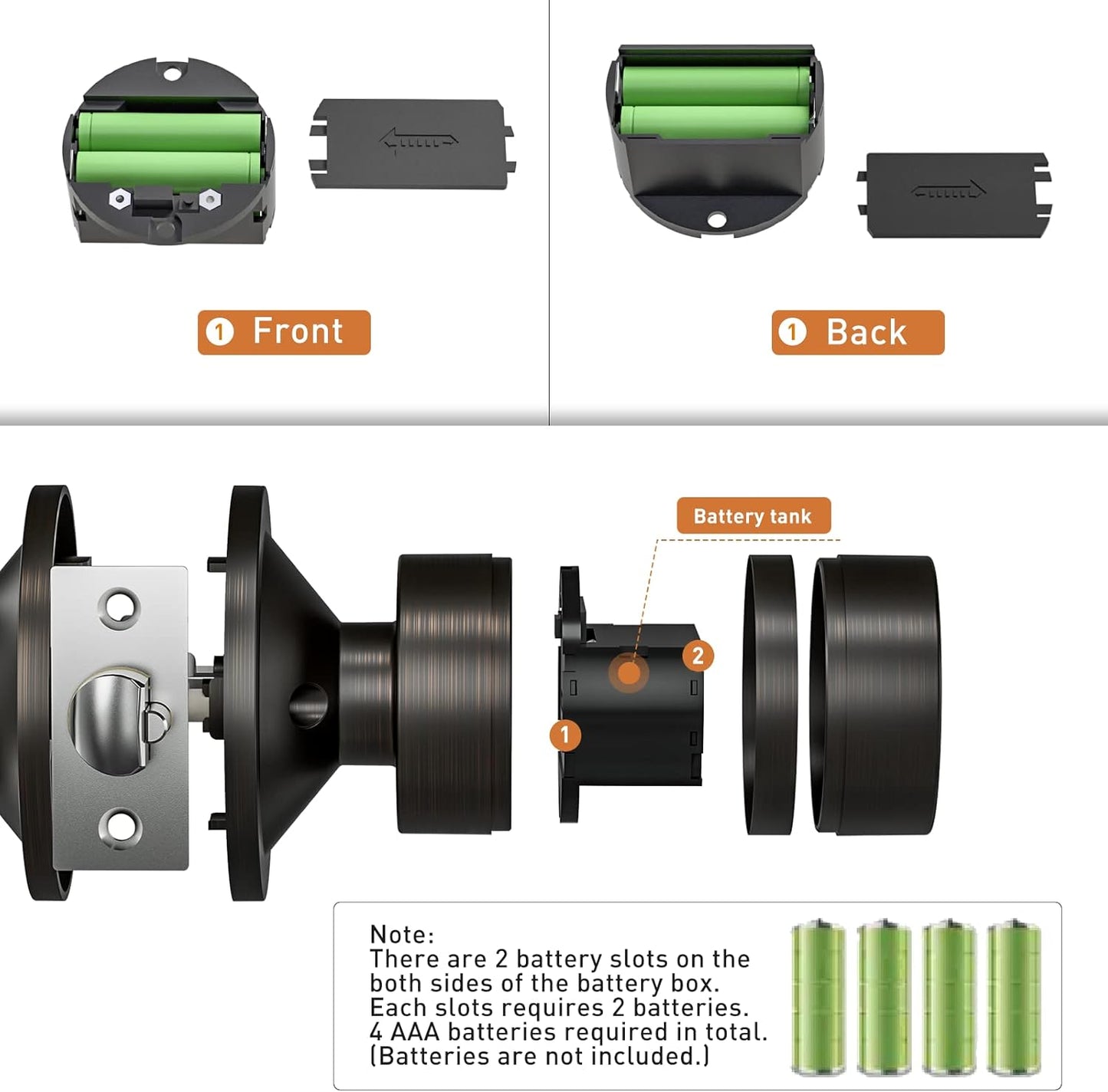 Keyless Entry Door Knob with Keypad, Child Proof Lock, Auto Lock, Easy Installation - Home, Office, Apartment Security - Oil Rubbed Bronze (2 Pack)