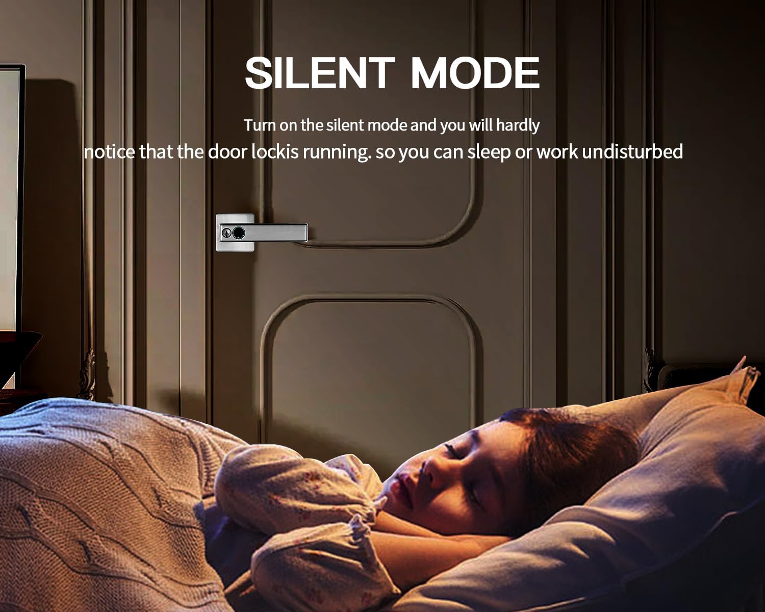 Keyless Entry Finger Print Door Knob Lock for Bedroom, Biometric Thumb Print Smart Lock Handle for Interior Room, Office, Garage