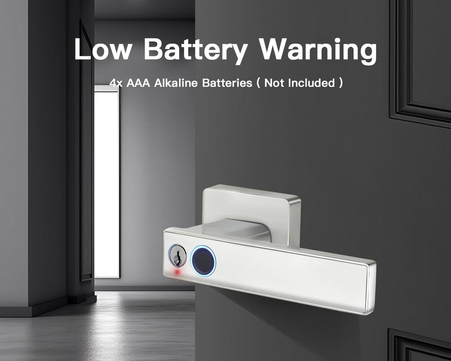 Keyless Entry Finger Print Door Knob Lock for Bedroom, Biometric Thumb Print Smart Lock Handle for Interior Room, Office, Garage