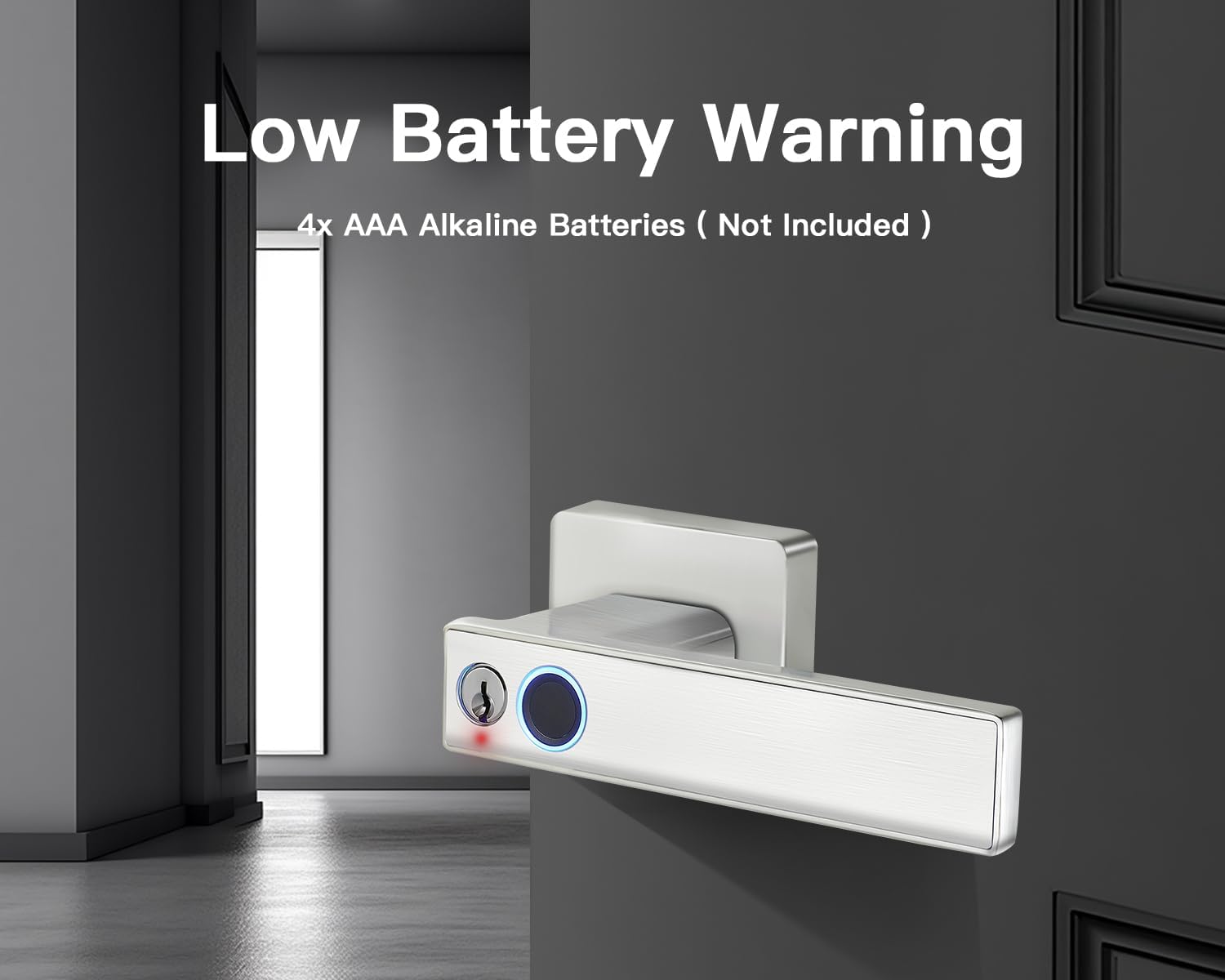 Keyless Entry Finger Print Door Knob Lock for Bedroom, Biometric Thumb Print Smart Lock Handle for Interior Room, Office, Garage