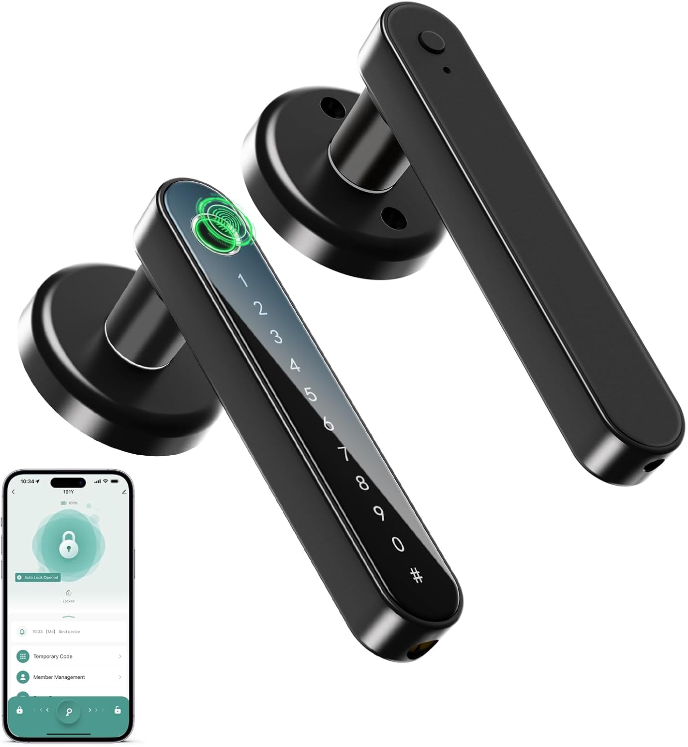 Keyless Entry Fingerprint Door Lock with Keypad and Handle for Home, Hotel, Office - IRONZON Smart Lock