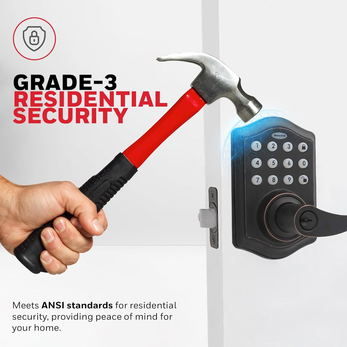 Keyless Entry Lever Door Lock Handle with Electronic Keypad by Honeywell - Oil Rubbed Bronze - Easy Installation - 50 User Pin Codes - 6.5 x 8.8 x 9 in