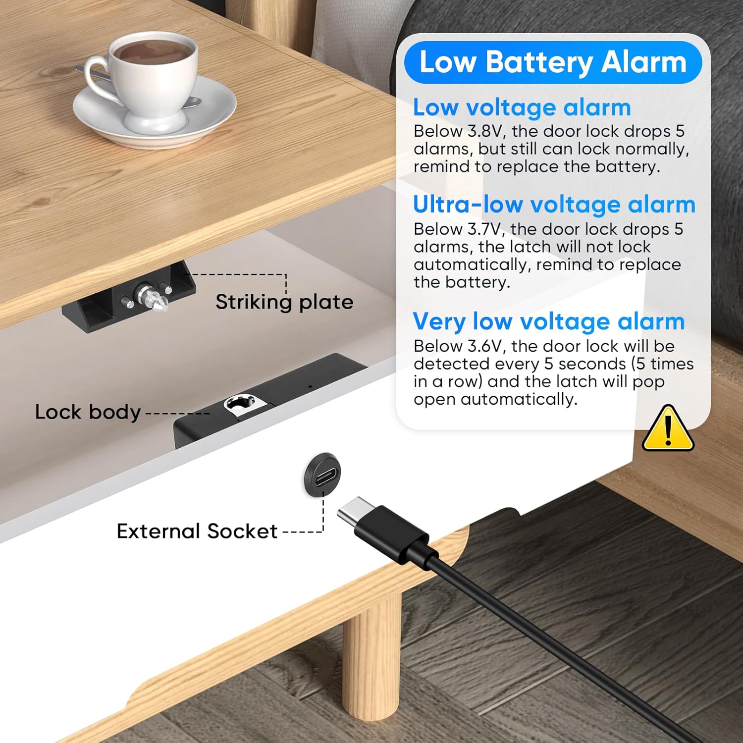 Keyless Fingerprint Remote Control Cabinet Lock with 10m Unlock Range for Home & Office - Hole-Less Installation for Hidden Security in Wardrobes & File Drawers