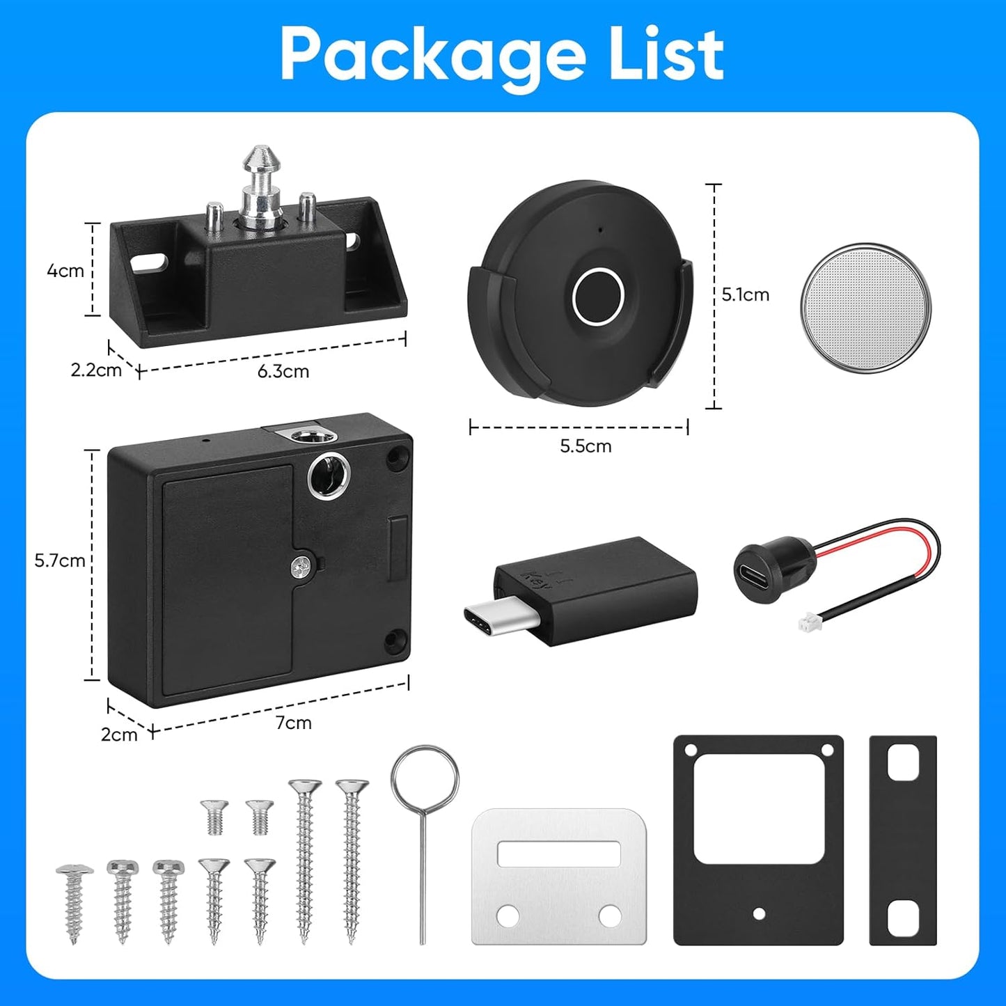 Keyless Fingerprint Remote Control Cabinet Lock with 10m Unlock Range for Home & Office - Hole-Less Installation for Hidden Security in Wardrobes & File Drawers