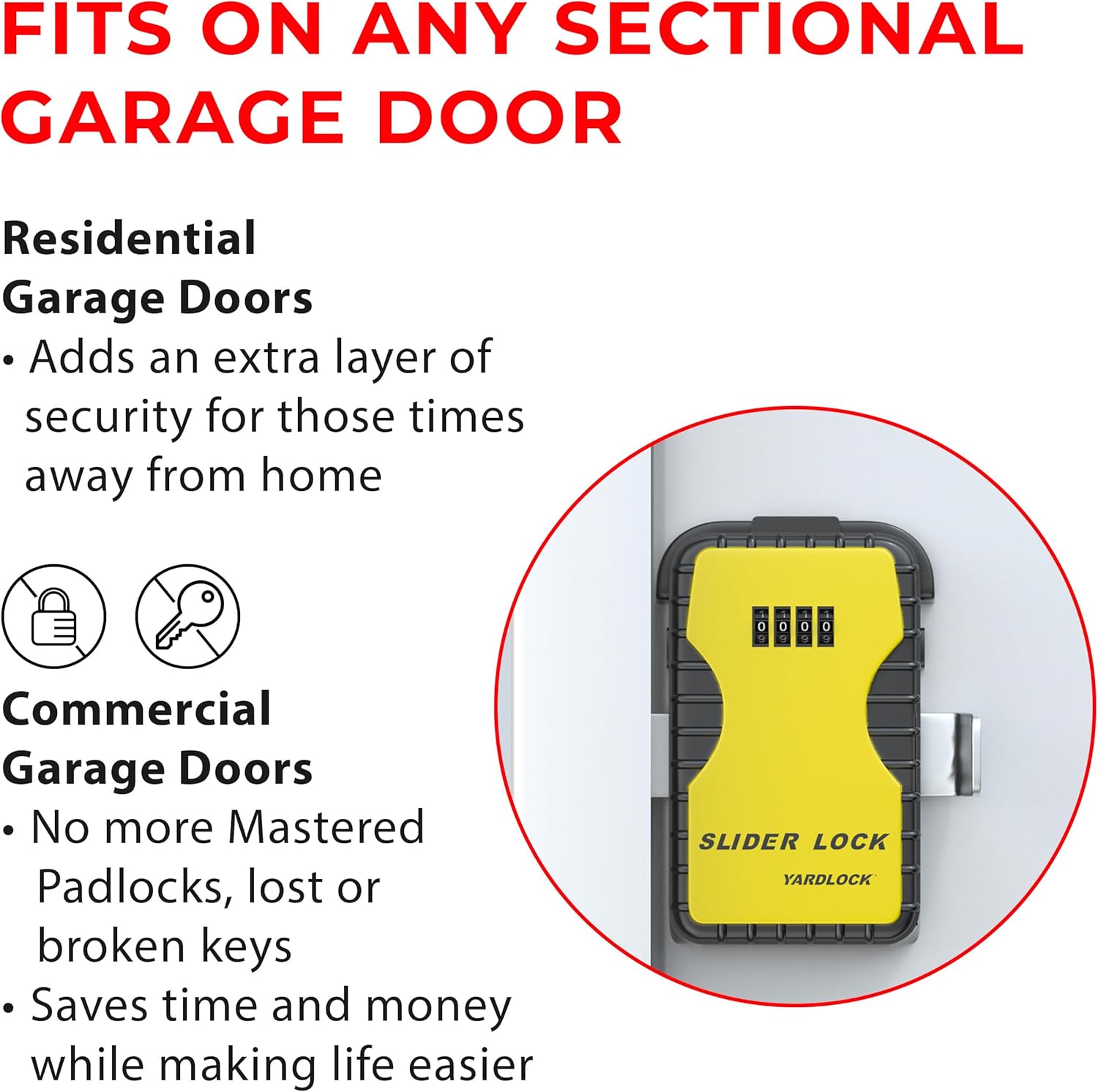 Keyless Garage Door Slider Lock - Secure Deadbolt for Residential or Commercial Garage Doors (1 Pack)