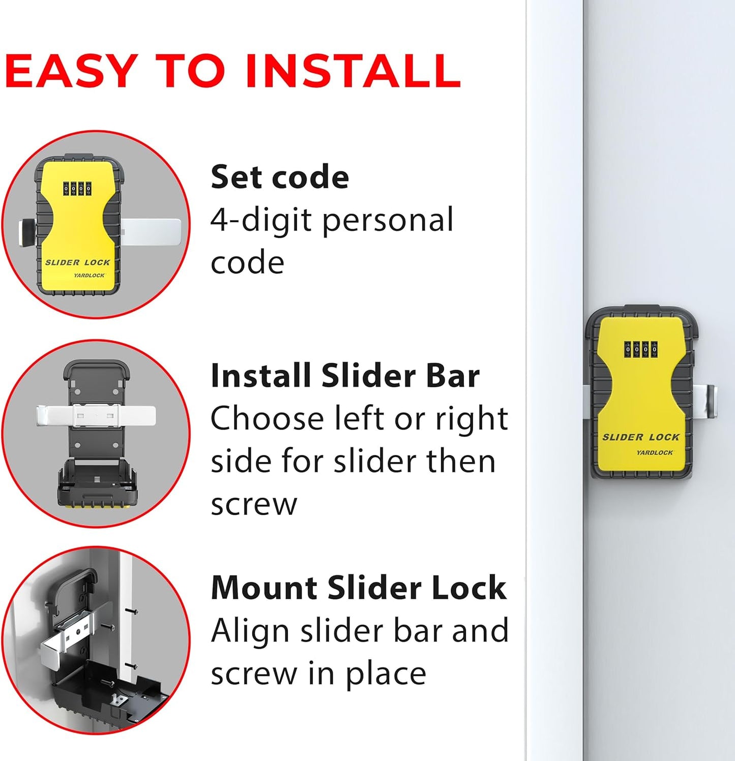 Keyless Garage Door Slider Lock - Secure Deadbolt for Residential or Commercial Garage Doors (1 Pack)