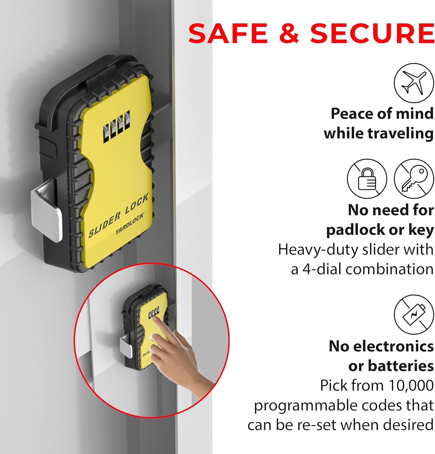 Keyless Garage Door Slider Lock - Secure Deadbolt for Residential or Commercial Garage Doors (1 Pack)