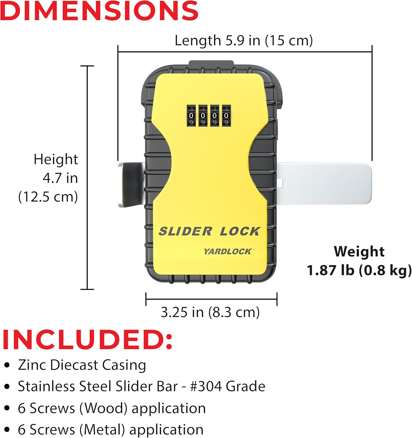 Keyless Garage Door Slider Lock - Secure Deadbolt for Residential or Commercial Garage Doors (1 Pack)