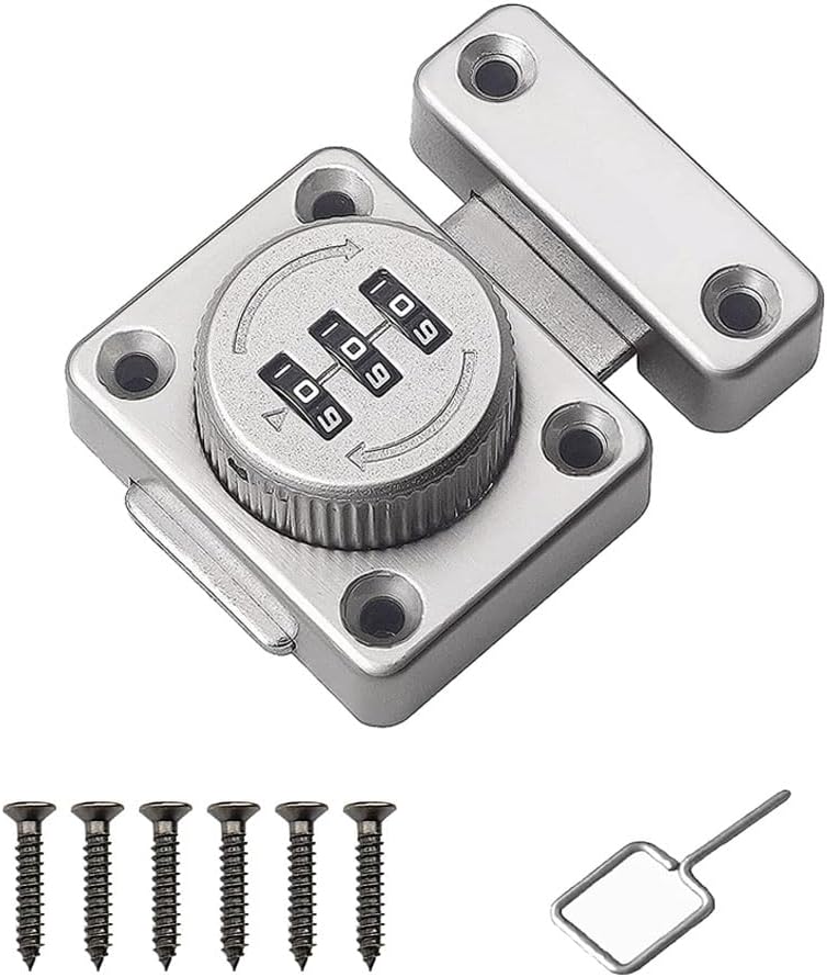 Keyless Mechanical Password Lock for Cabinet, Drawer, Office File Storage - Zinc Alloy Rotary Lock with Combination Latch