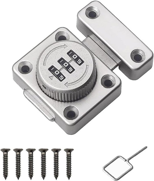 Keyless Mechanical Password Lock for Cabinet, Drawer, Office File Storage - Zinc Alloy Rotary Lock with Combination Latch