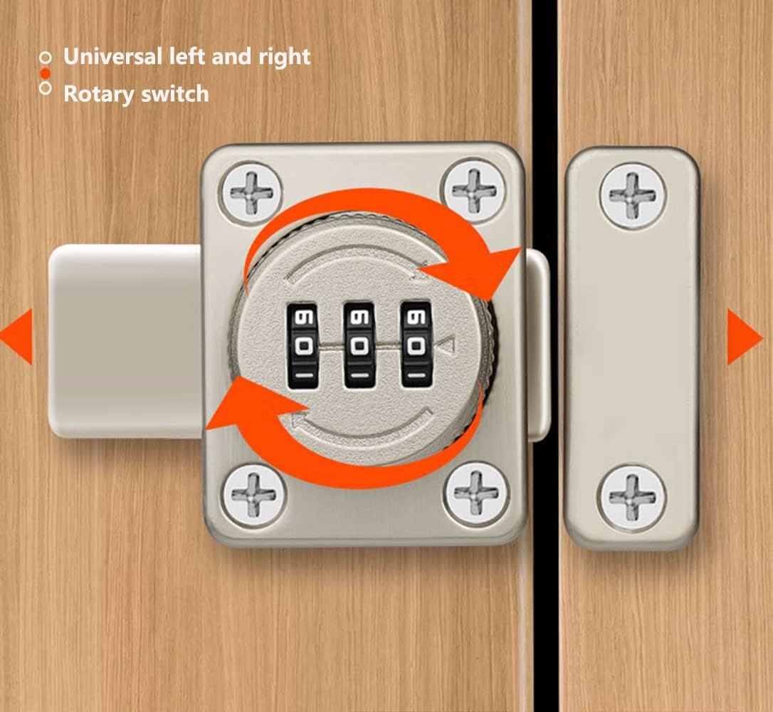 Keyless Mechanical Password Lock for Cabinet, Drawer, Office File Storage - Zinc Alloy Rotary Lock with Combination Latch