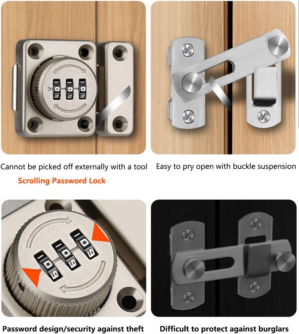 Keyless Mechanical Password Lock for Cabinet, Drawer, Office File Storage - Zinc Alloy Rotary Lock with Combination Latch