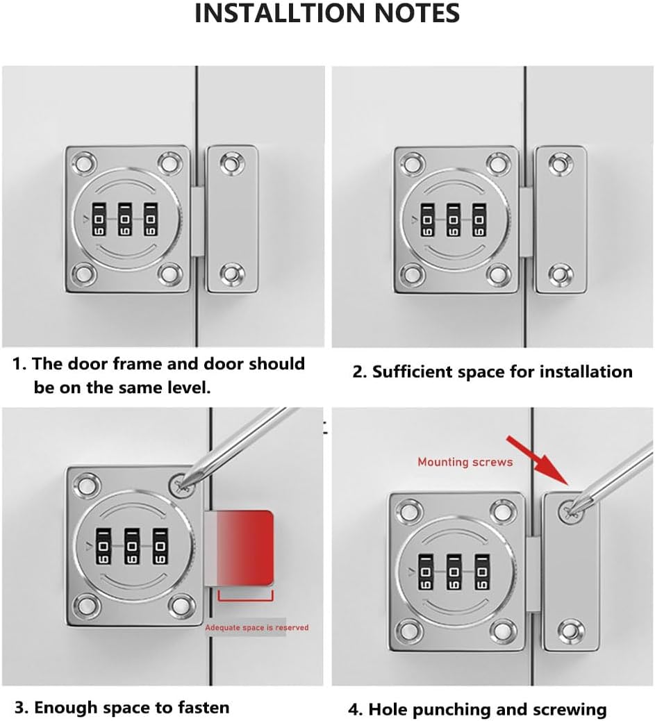 Keyless Mechanical Password Lock for Cabinet, Drawer, Office File Storage - Zinc Alloy Rotary Lock with Combination Latch