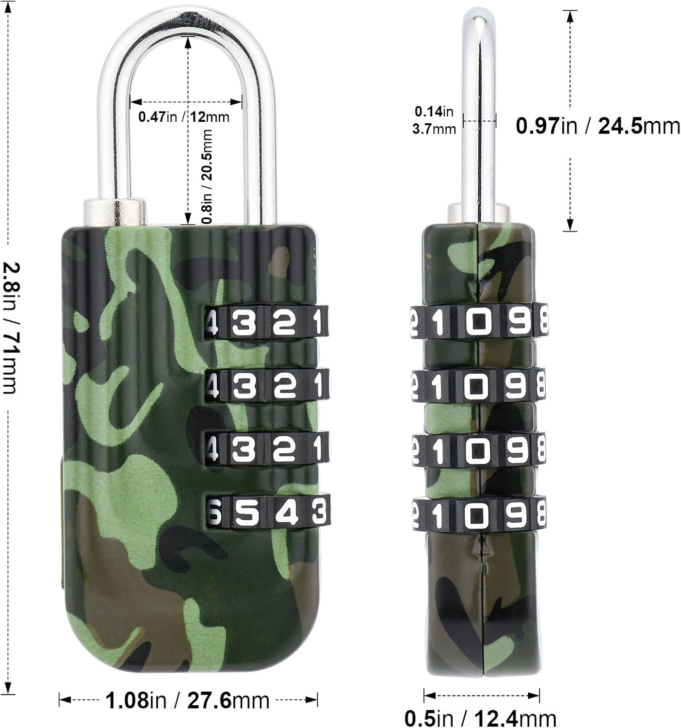 Keyless Zinc Alloy Padlocks for Gym, Luggage, School, Wallet - Set of 2 (1 Combination, 1 Smart Heart Shaped)