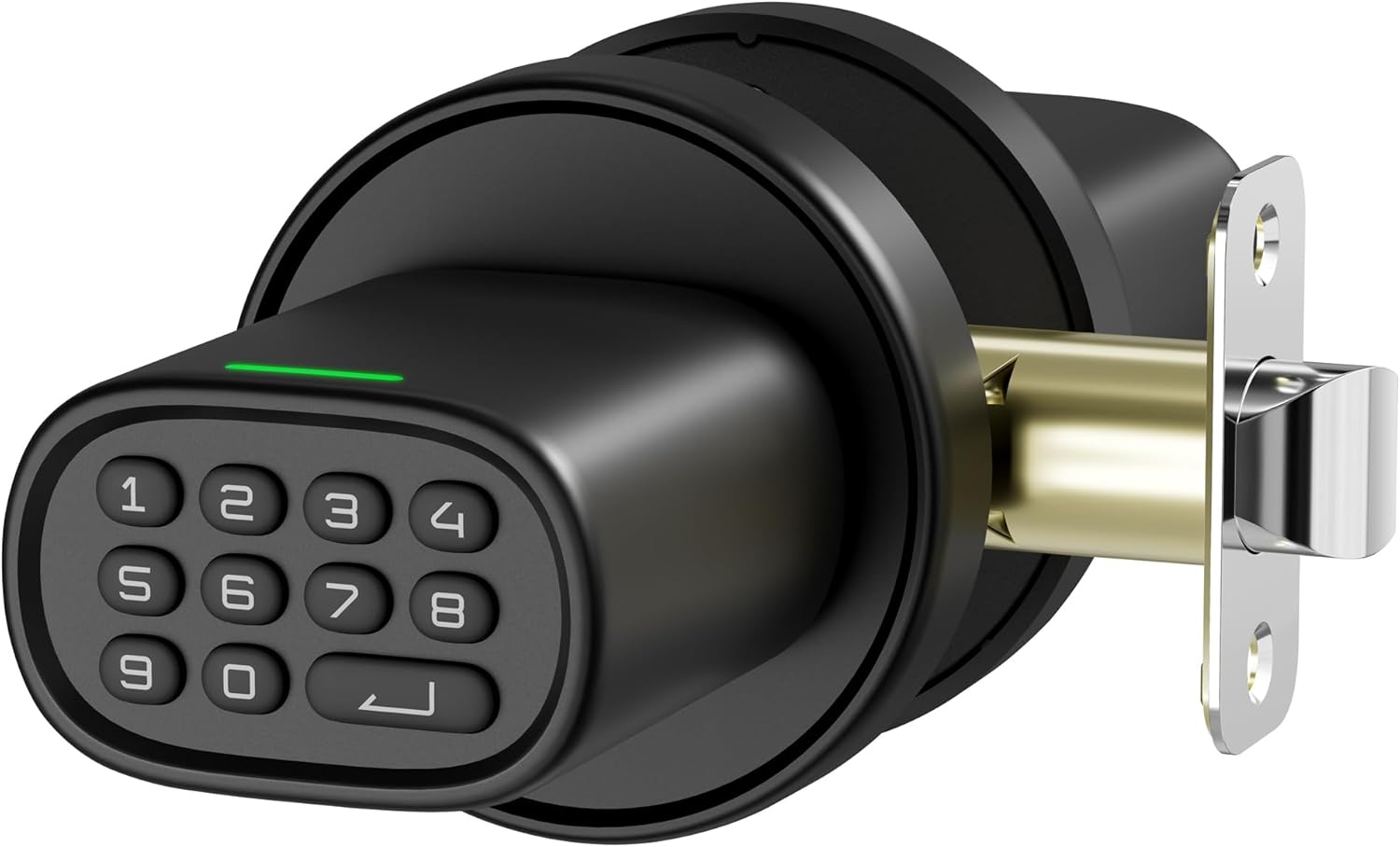 Keypad Keyless Entry Door Lock Knob for Interior Doors - Electric Coded Indoor Knob for Home, Bedroom, Office, Garage - ThorBolt M1 Black, Fits Doors up to 2-1/4" Thick - Battery Operated - WildKart