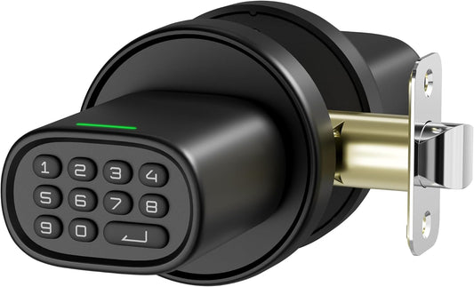 Keypad Keyless Entry Door Lock Knob for Interior Doors - Electric Coded Indoor Knob for Home, Bedroom, Office, Garage - ThorBolt M1 Black, Fits Doors up to 2-1/4" Thick - Battery Operated - WildKart