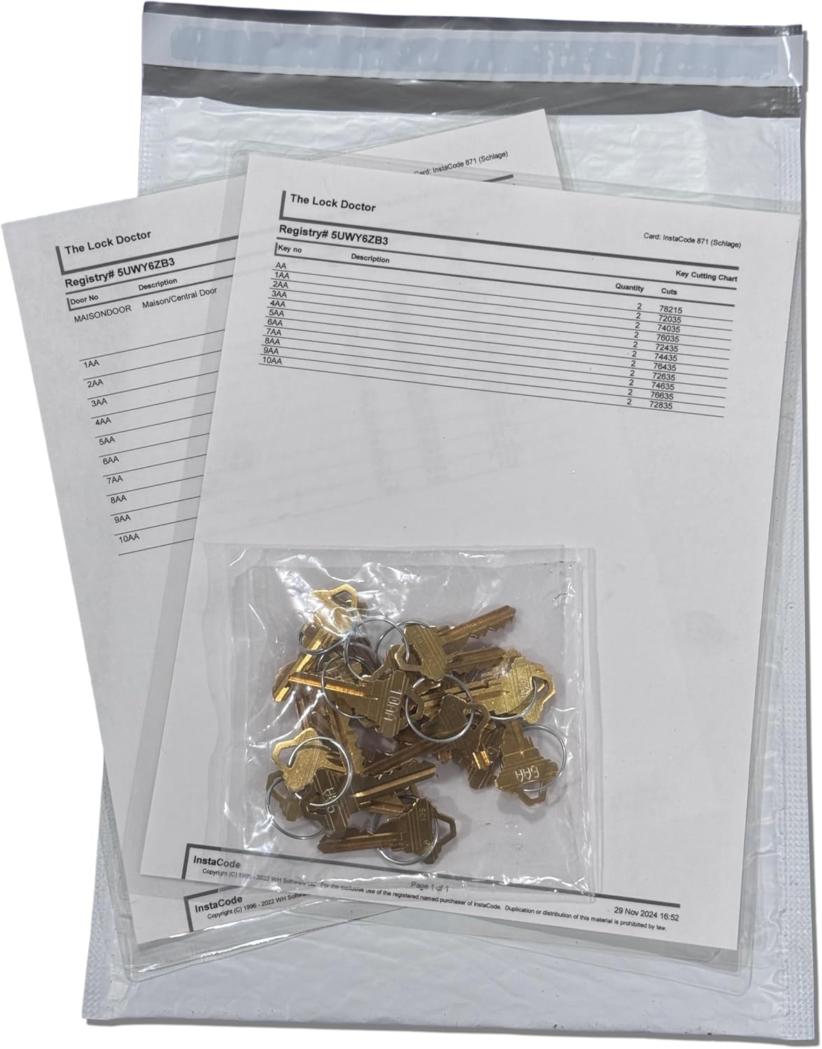 KEYSALACARTE SC1 Pre-Cut Master Key System with 2 Master Keys and 20 Engraved Change Keys