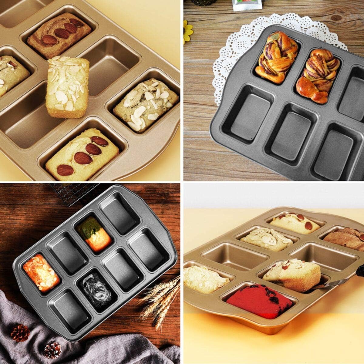 Kilimazart 8-Cavity Mini Loaf Pan - Carbon Steel Non-Stick Bakeware Tray
