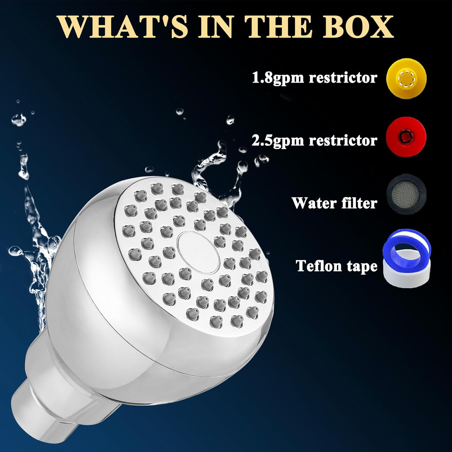 Kinbrace 3’’ Anti-Clog High Pressure Shower Head with Adjustable Swivel Brass Ball Joint - Wall Mount Fixed Showerhead for Relaxing Shower Experience, Chrome