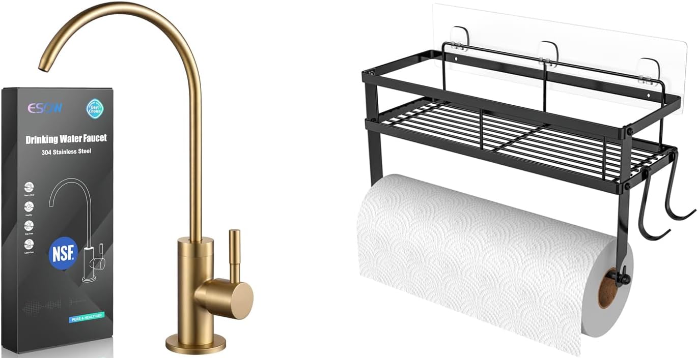 Kitchen Sink Water Filter Faucet with Built-In Paper Towel Holder Set - 2 Pack