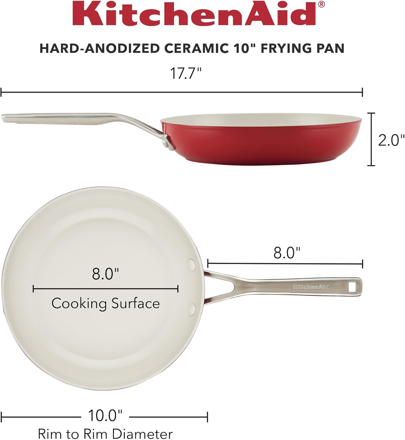 KitchenAid 10 Inch Hard Anodized Ceramic Nonstick Frying Pan in Empire Red