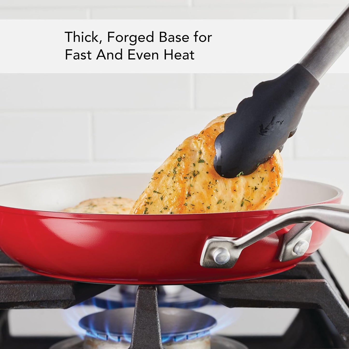 KitchenAid 10 Inch Hard Anodized Ceramic Nonstick Frying Pan in Empire Red