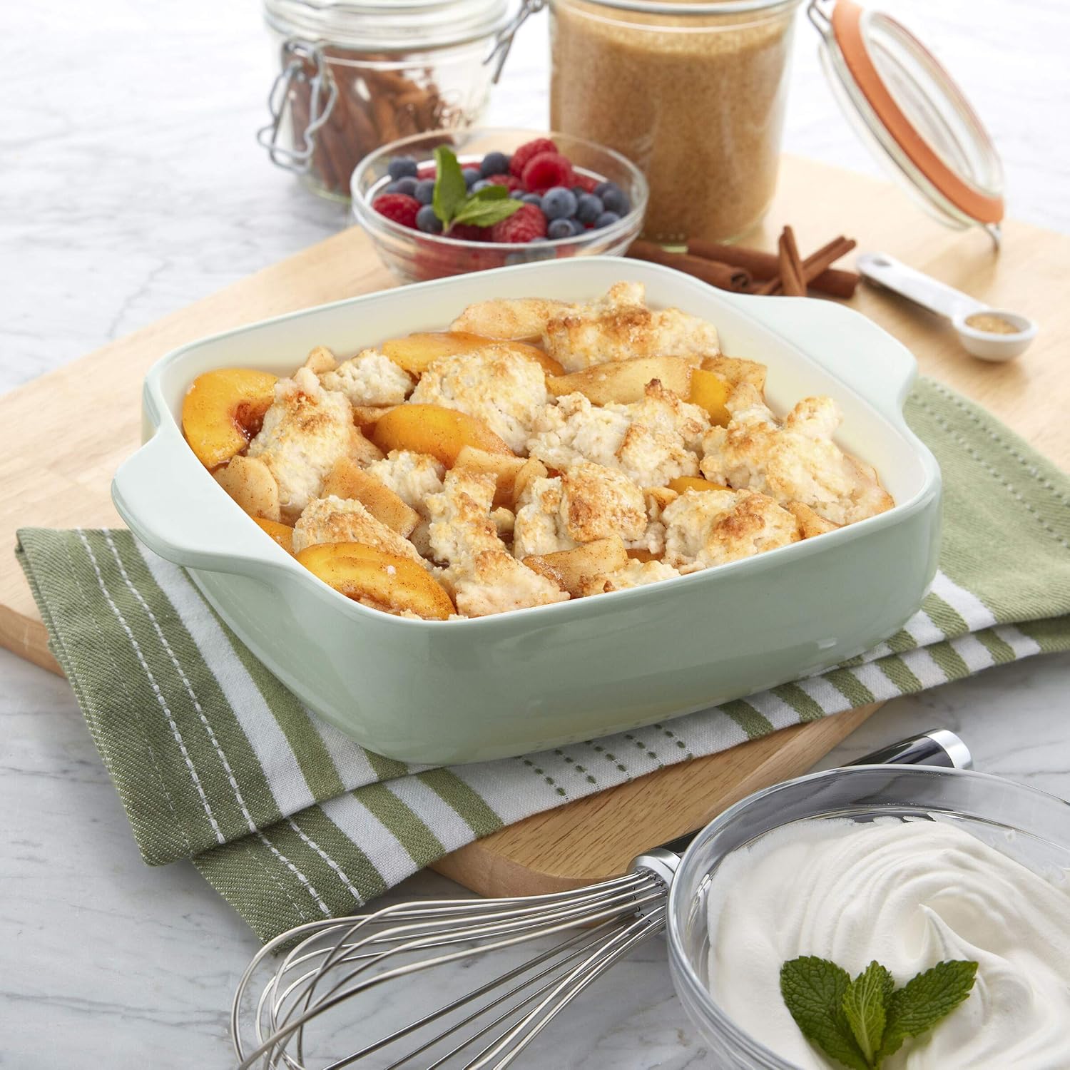 KitchenAid Pistachio Square Baker, 2-Quart Vitrified Stoneware - Durable Oven-to-Table Cookware