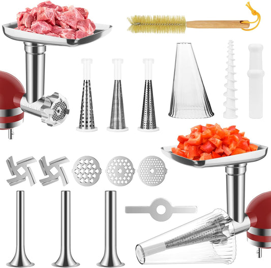 KitchenAid Stand Mixer Attachment Set with Strainer, Meat Grinder, Sausage Stuffer, and Juicer Auger