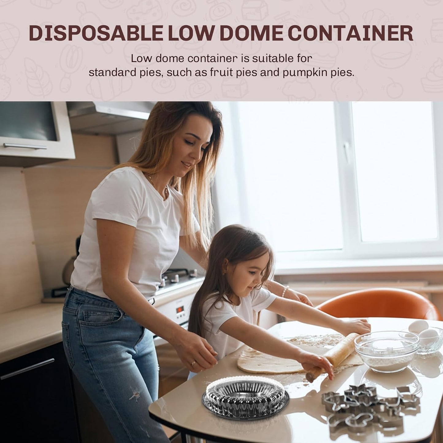 KitchenDance 9 Inch Pie Pan Combo Pack with Carriers - Set of 10 Baking Pans with Low Dome Lids and Containers - Ideal for Baking and Cooking