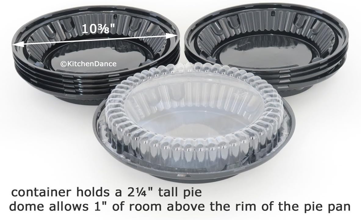 KitchenDance 9 Inch Pie Pan Combo Pack with Carriers - Set of 10 Baking Pans with Low Dome Lids and Containers - Ideal for Baking and Cooking