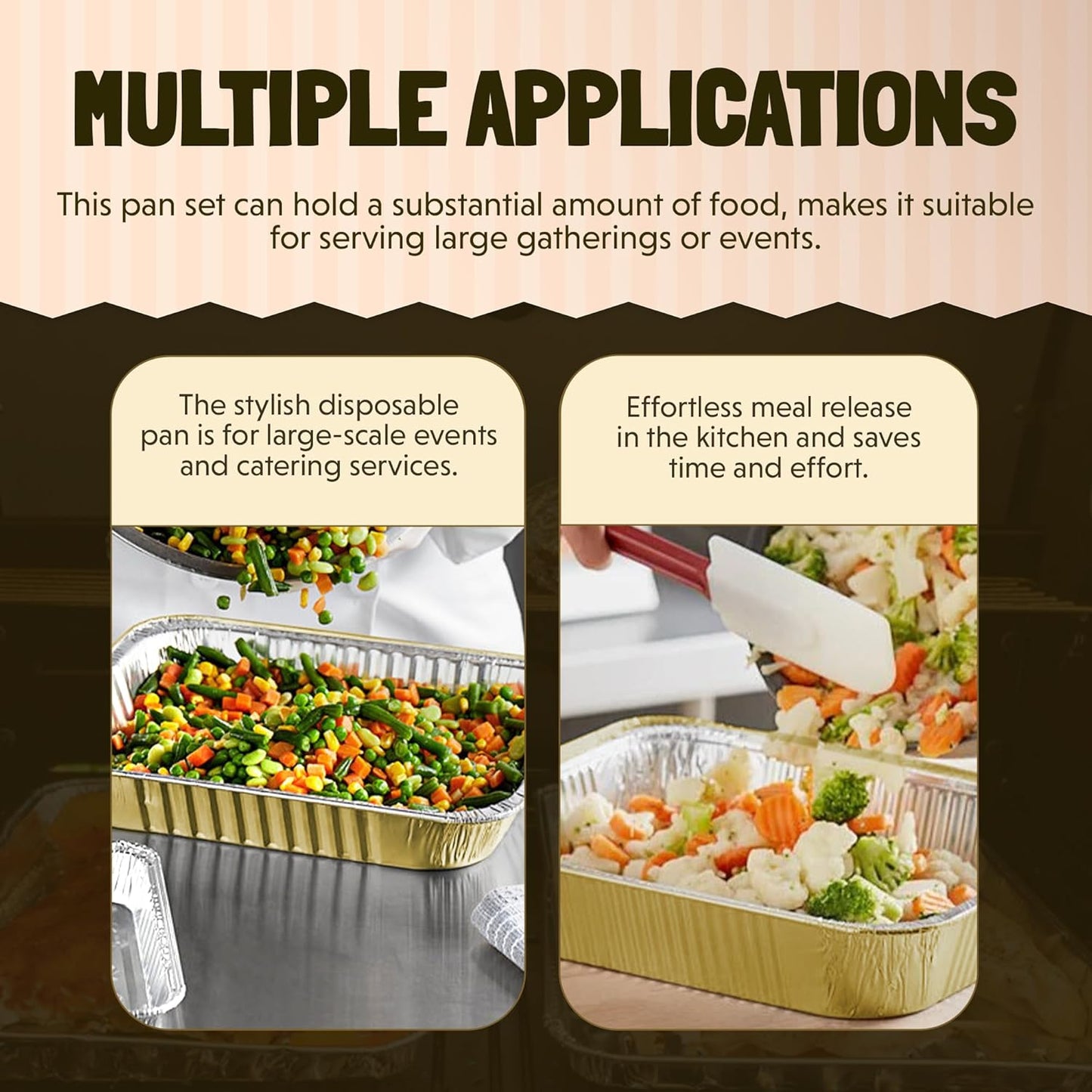 KitchenDance Aluminum Colored Baking Entree Pan Set with Lid - 8 x 5 Inches, Nonstick Foil, Heavy Rectangular Cake Pans for Cakes and Casseroles (25 Pack, Gold)