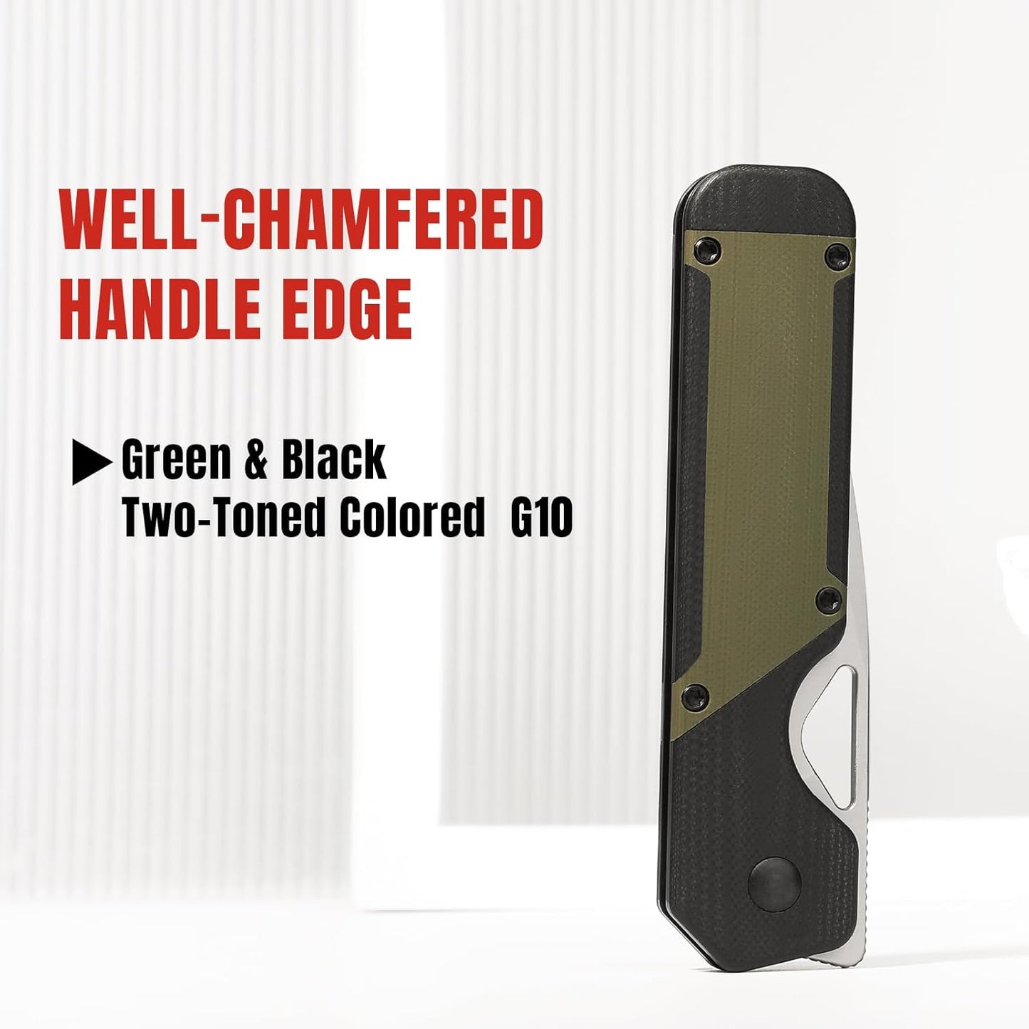 Kizer Militaw EDC Pocket Knife - Nitro V Blade, Black & Green G10 Handle, Front Flipper Opener - Camping & Hunting Gift