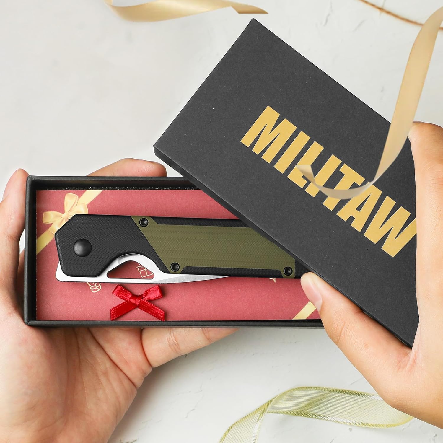 Kizer Militaw EDC Pocket Knife - Nitro V Blade, Black & Green G10 Handle, Front Flipper Opener - Camping & Hunting Gift