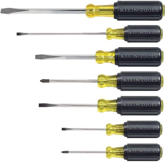 Klein Tools 85076 USA-Made Screwdriver Set with Non-Slip Cushion-Grip Handles, 7-Piece
