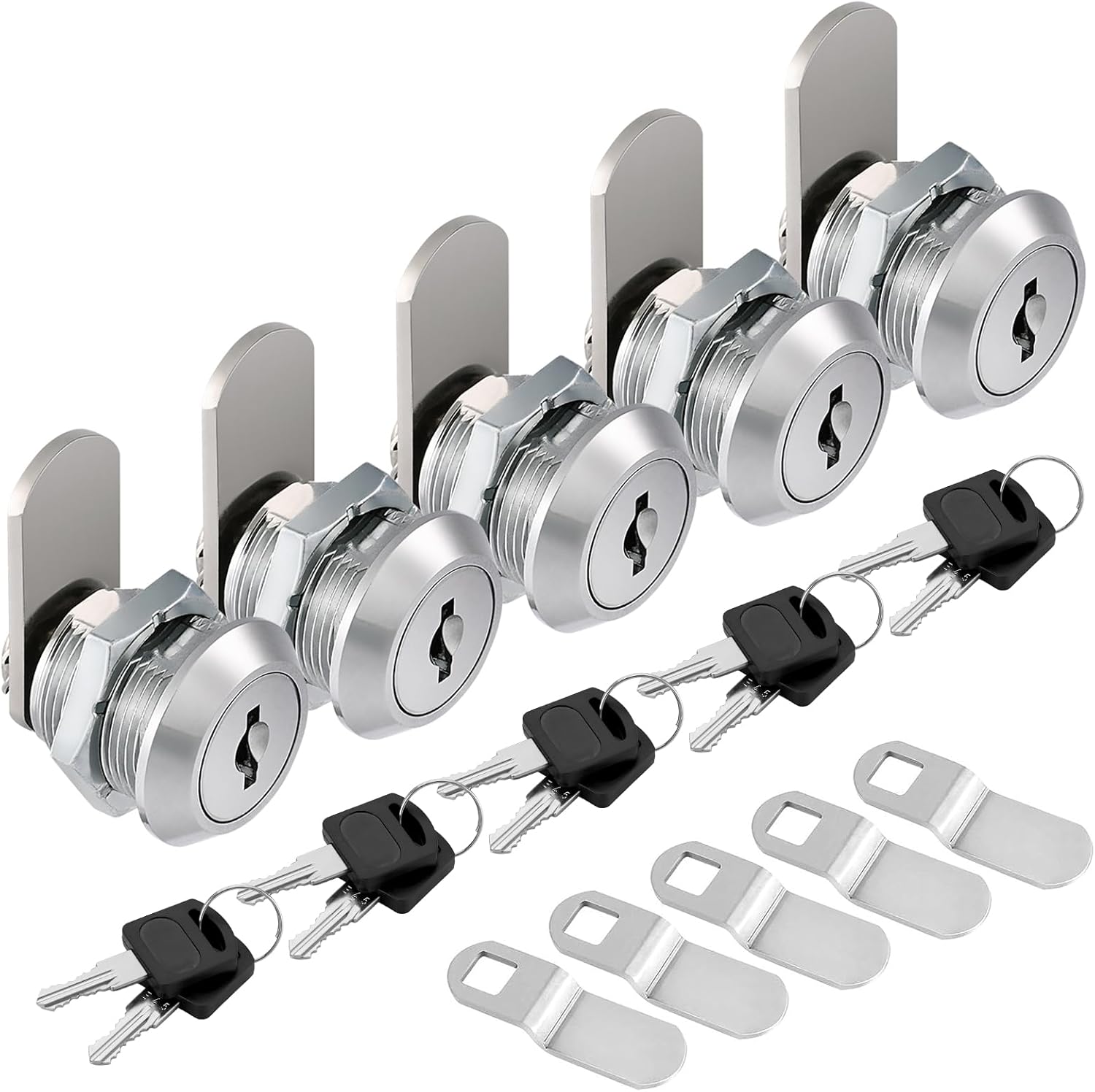 Kohree 5 Pack RV Cabinet Locks with Keys, 5/8 Inch Cam Locks Cylinder Keyed Alike, Chrome-Finish Zinc Alloy for Tool Box, Mailbox, File Compartment