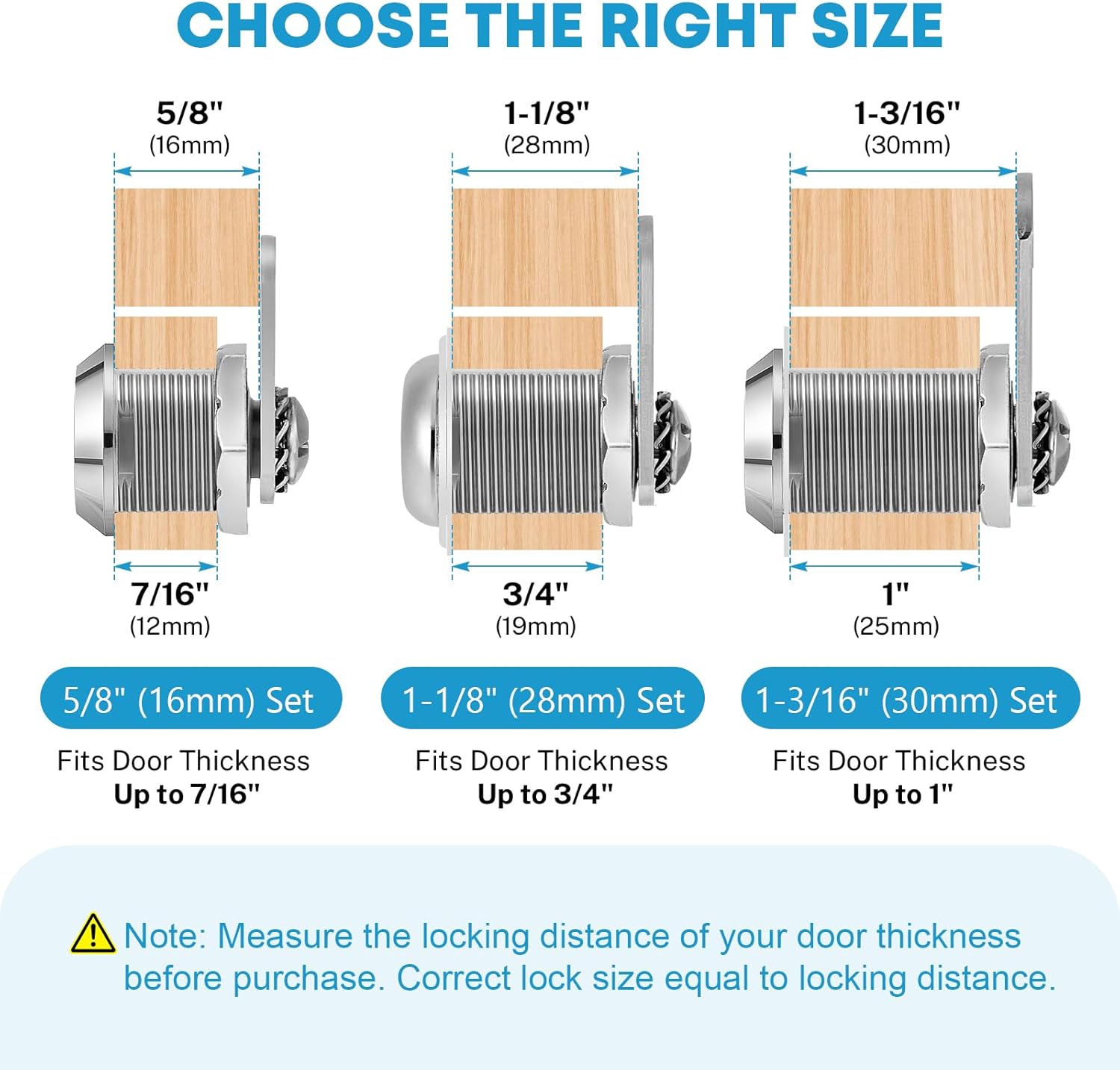 Kohree 5 Pack RV Cabinet Locks with Keys, 5/8 Inch Cam Locks Cylinder Keyed Alike, Chrome-Finish Zinc Alloy for Tool Box, Mailbox, File Compartment