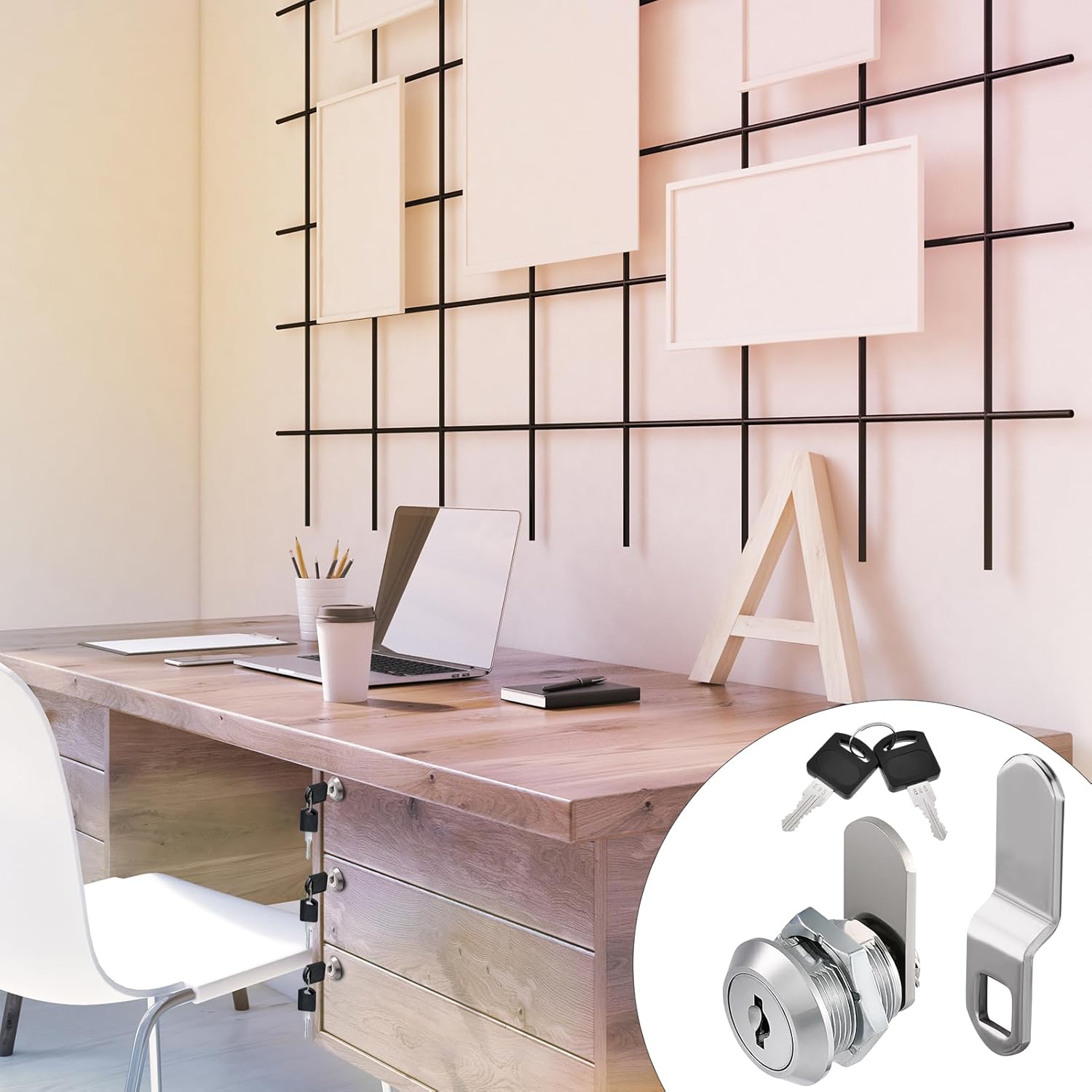 Kohree 5 Pack RV Cabinet Locks with Keys, 5/8 Inch Cam Locks Cylinder Keyed Alike, Chrome-Finish Zinc Alloy for Tool Box, Mailbox, File Compartment